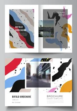 Vector layout of two A4 cover mockups design templates for bifold brochure Stock Illustration