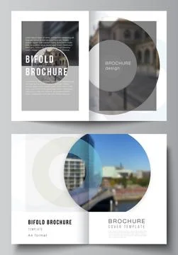 Vector layout of two A4 cover mockups templates for bifold brochure, flyer Stock Illustration
