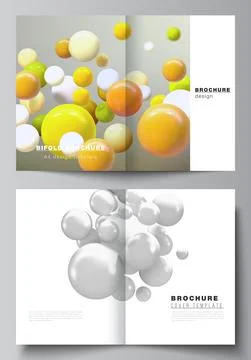 Vector layout of two A4 cover mockups template for bifold brochure, flyer Stock Illustration