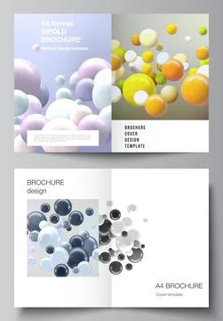 Vector layout of two A4 cover mockups template for bifold brochure, flyer Stock Illustration