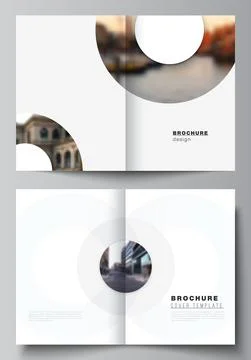 Vector layout of two A4 cover mockups templates for bifold brochure, flyer Stock Illustration