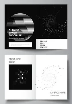 Vector layout of two A4 cover mockups templates for bifold brochure, flyer Stock Illustration