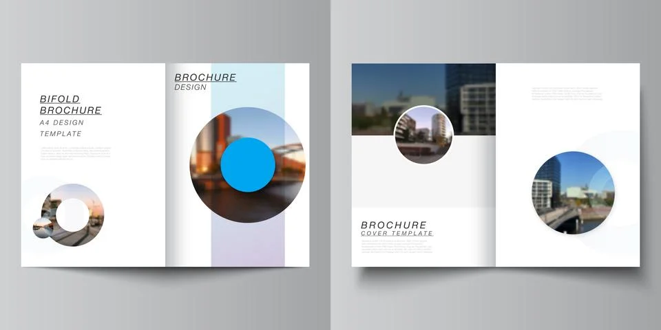 Vector layout of two A4 cover mockups templates for bifold brochure, flyer Stock Illustration
