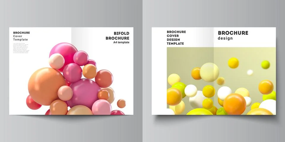 Vector layout of two A4 cover mockup templates for bifold brochure, flyer Stock Illustration