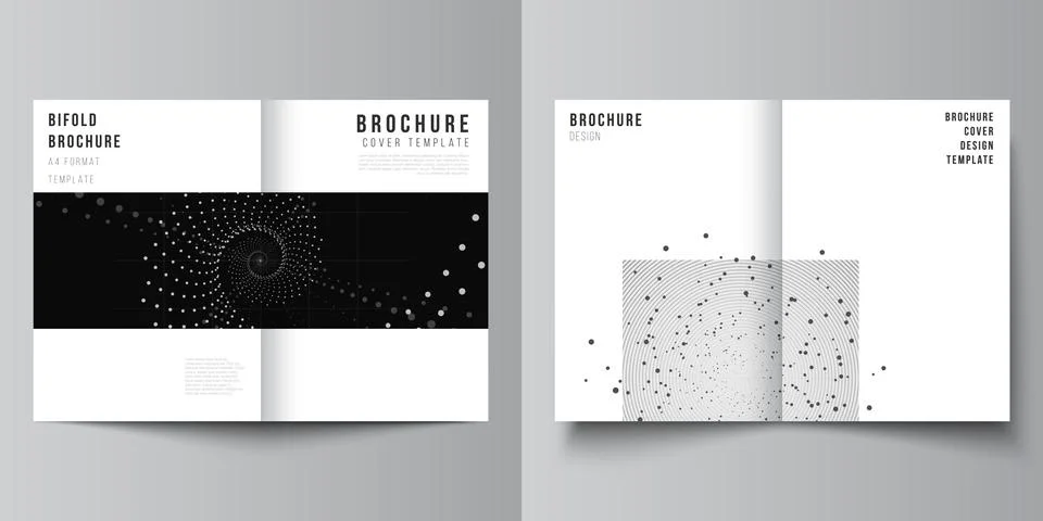 Vector layout of two A4 cover mockups templates for bifold brochure, flyer Stock Illustration