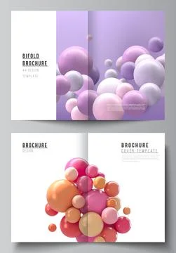 Vector layout of two A4 cover mockup templates for bifold brochure, flyer Stock Illustration