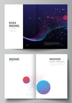 Vector layout of two A4 cover mockups templates for bifold brochure, flyer Illustrazione stock