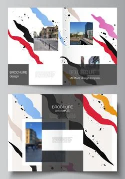 Vector layout of two A4 cover mockups design templates for bifold brochure Stock Illustration