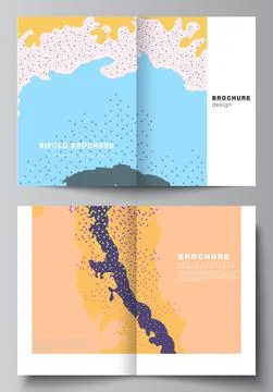 Vector layout of two A4 cover mockups design templates for bifold brochure Stock Illustration