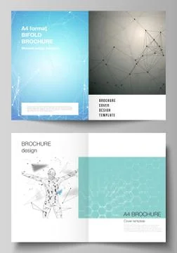 The vector layout of two A4 format cover mockups design templates for bifold Illustrazione stock
