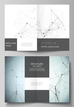 The vector layout of two A4 format cover mockups design templates for bifold Stock Illustration