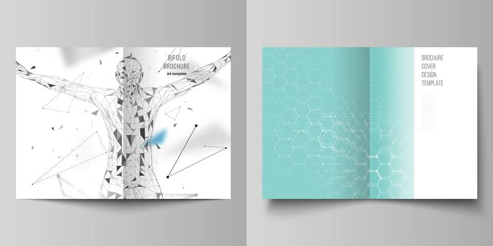 The vector layout of two A4 format cover mockups design templates for bifold  Stockillustratie