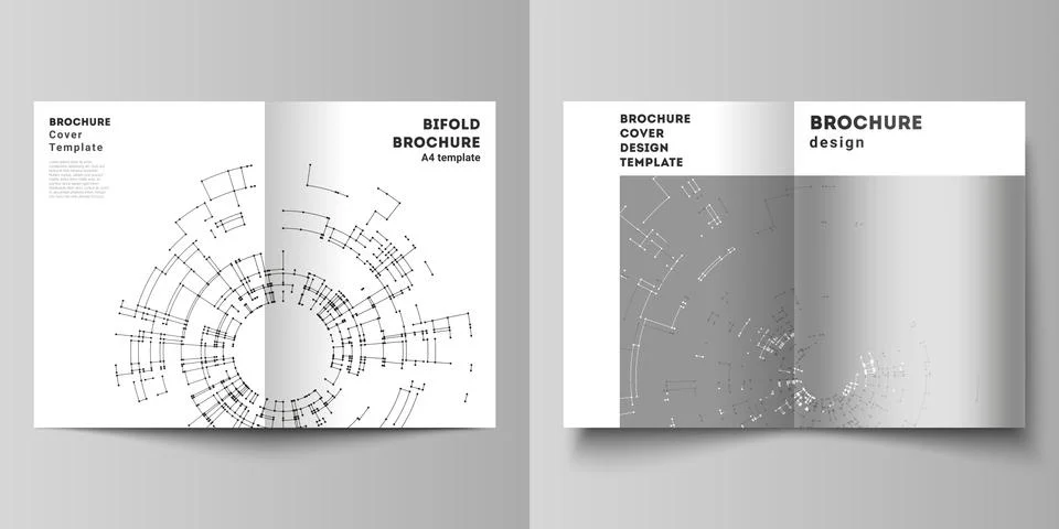 The vector layout of two A4 format cover mockups design templates for bifold Stock Illustration