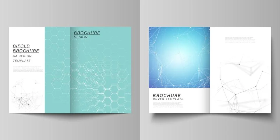 The vector layout of two A4 format cover mockups design templates for bifold  Stockillustratie