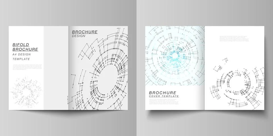 The vector layout of two A4 format cover mockups design templates for bifold  Stock Illustration