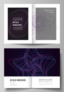 Vector layout of two A4 format cover mockups design templates for bifold Illustrazione stock