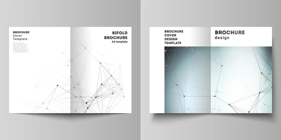 The vector layout of two A4 format cover mockups design templates for bifold Stockillustratie