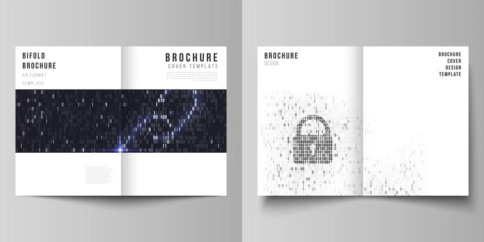 Vector layout of two A4 format modern cover mockups design templates for bifo Stock Illustration