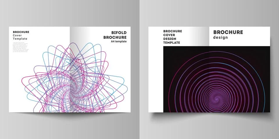 Vector layout of two A4 format cover mockups design templates for bifold 스톡 일러스트