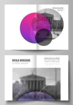 The vector layout of two A4 format cover mockups design templates for bifold Stock Illustration