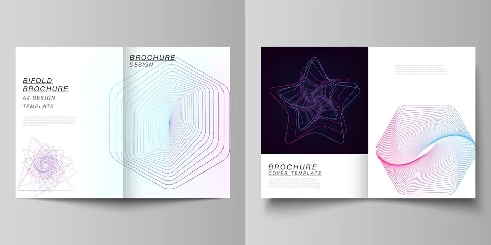Vector layout of two A4 format cover mockups design templates for bifold broc Illustrazione stock
