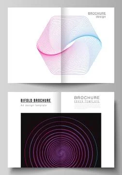 Vector layout of two A4 format cover mockups design templates for bifold broc Illustrazione stock