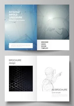 The vector layout of two A4 format cover mockups design templates for bifold  Stock Illustration