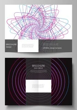 Vector layout of two A4 format cover mockups design templates for bifold broc Illustrazione stock