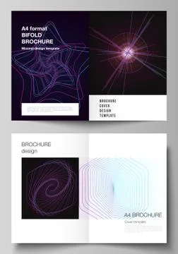 Vector layout of two A4 format cover mockups design templates for bifold Illustrazione stock