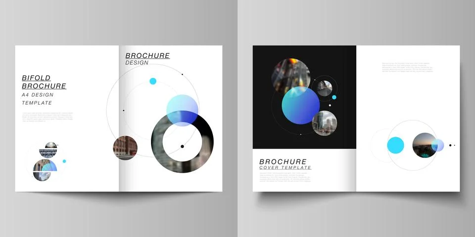 Vector layout of two A4 format modern cover mockups design templates for bifold Stock Illustration