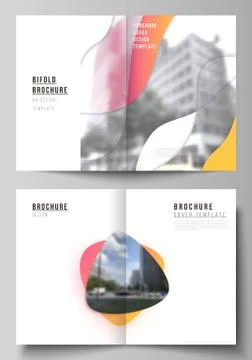 Vector layout of two A4 format modern cover mockups design templates for bifold Stock Illustration