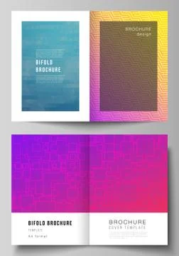 Vector layout of two A4 format modern cover mockups design templates for bifold Stock Illustration