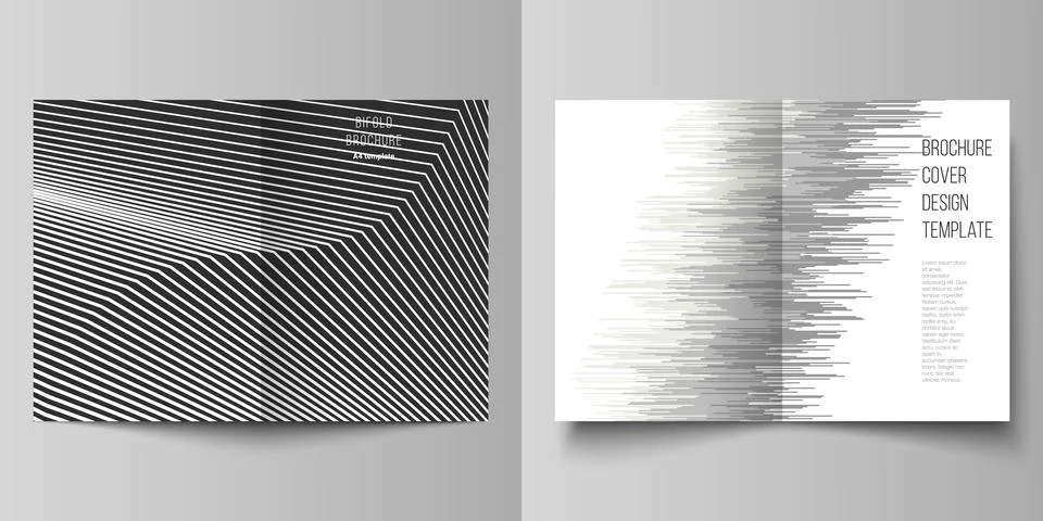Vector layout of two A4 format modern cover mockup design templates for bifold Stock Illustration