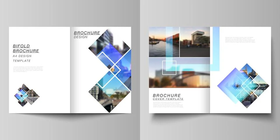 Vector layout of two A4 format modern cover mockups design templates for bifold Stock Illustration