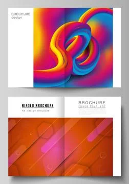 Vector layout of two A4 format modern cover mockups design templates for bifold Stock Illustration