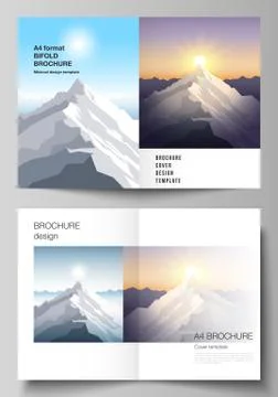 Vector layout of two A4 format modern cover mockups design templates for bifold Stock Illustration