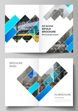 Vector layout of two A4 format modern cover mockups design templates for bifold Stock Illustration