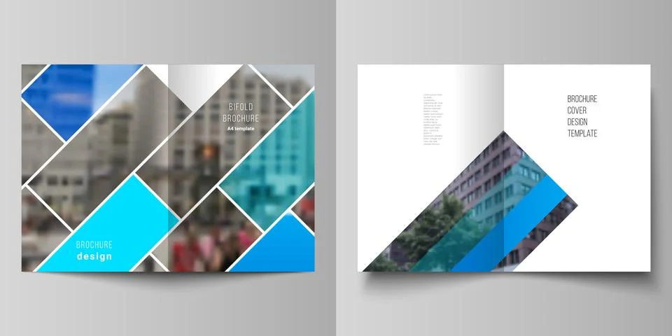 Vector layout of two A4 format modern cover mockups design templates for bifold Stock Illustration