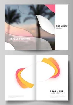 Vector layout of two A4 format modern cover mockups design templates for bifold Stock Illustration