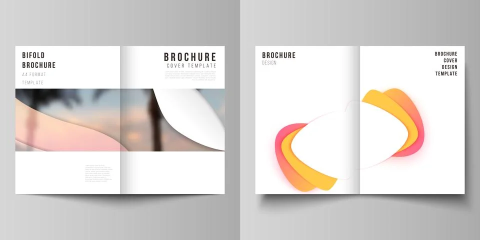 Vector layout of two A4 format modern cover mockups design templates for bifold Stock Illustration