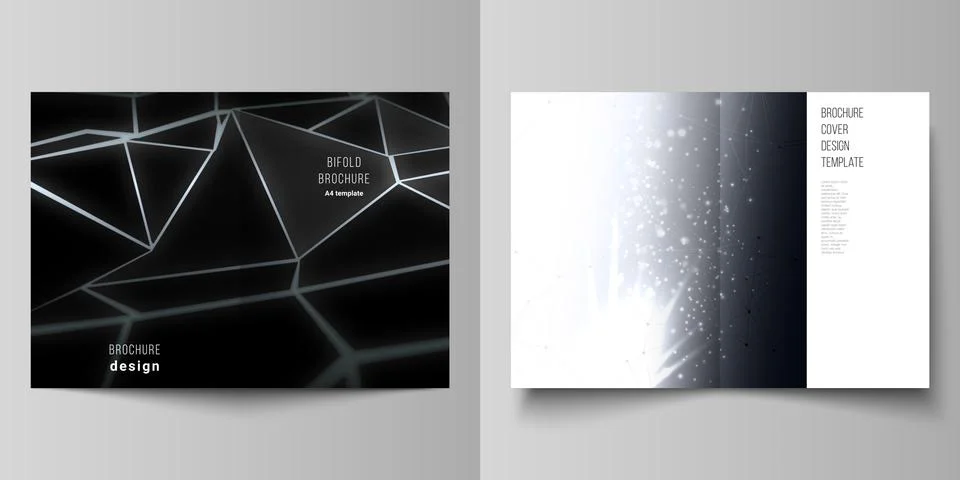 Vector layout of two A4 format modern cover mockups design templates for bifold Stock Illustration