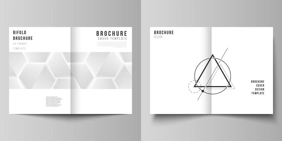 Vector layout of two A4 format modern cover mockups design templates for bifold Stock Illustration