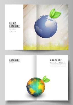 Vector layout of two A4 format cover mockups design templates for bifold Stock Illustration