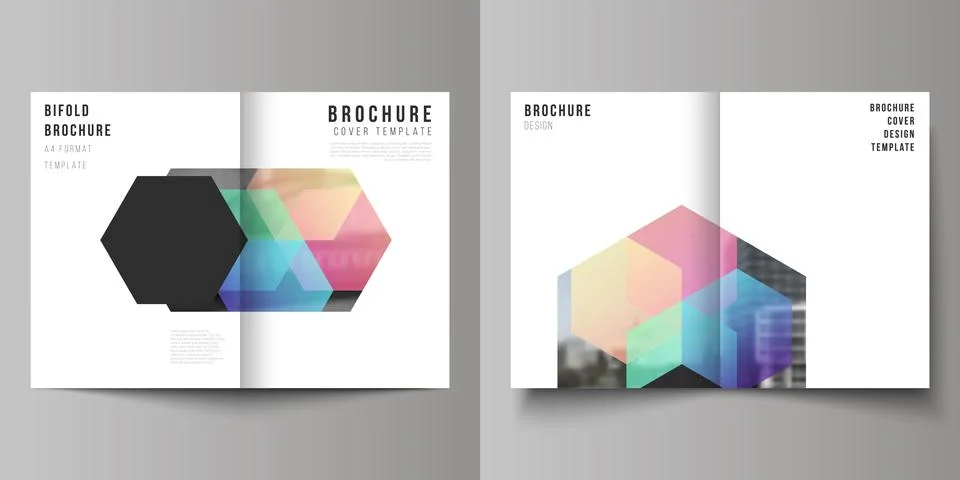 Vector layout of two A4 format cover mockups design templates with colorful Illustrazione stock