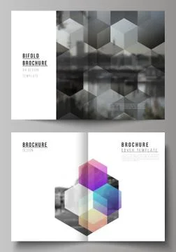 Vector layout of two A4 format cover mockups design templates with colorful Illustrazione stock