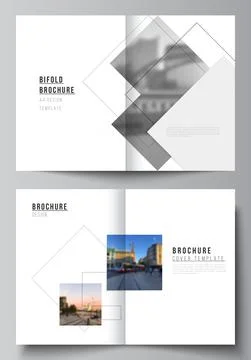 Vector layout of two A4 format cover mockups design templates with geometric Stock Illustration