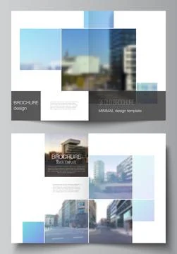 Vector layout of two A4 format cover mockups templates for bifold brochure Stock Illustration