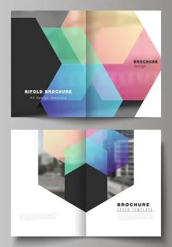 Vector layout of two A4 format cover mockups design templates with colorful Illustrazione stock