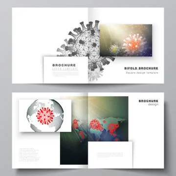 Vector layout of two cover templates for square bifold brochure, flyer, cover Stock Illustration