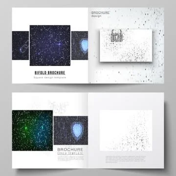 The vector layout of two covers templates for square design bifold brochure Stock Illustration